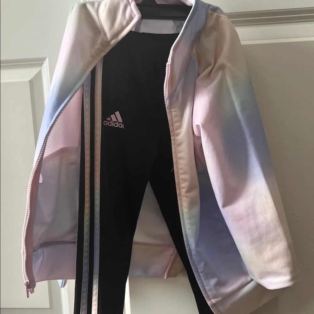 Girls Size 4 Adidas Light Pink Purple Yellow Iridescent Kids' Tracksuit